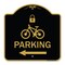 Signmission Parking W/ Lock Cycle & Left Arrow, Black & Gold Aluminum Sign, 18" x 18", BG-1818-23474 A-DES-BG-1818-23474 - alternate 1